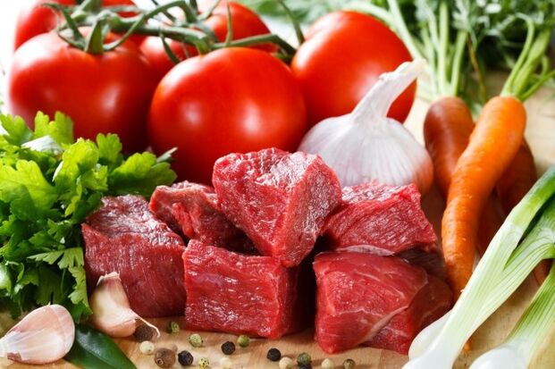 Carne e verduras para a dieta Dukan